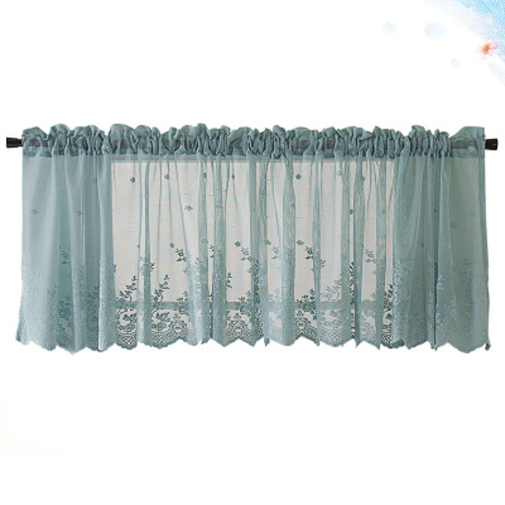 1Pc Korte Gordijn Decoratieve Geventileerde Half Gordijn Gordijn Voor Balkon Keuken: Blue / Size 1