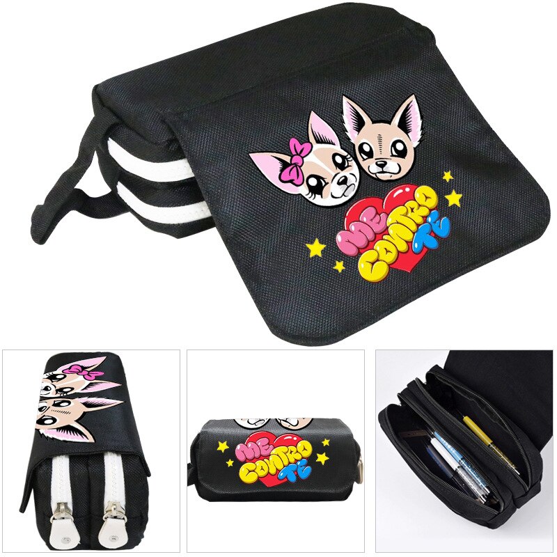 Lady Cosmetic Bag Girls Big Pencil Pouch Me Contro Te Pencil Case Oxford Cloth Double-layer Pencil Bag for School Student Boys: black 8