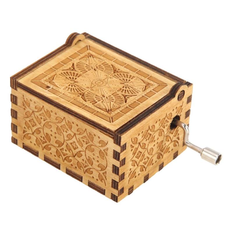 Antique Wood Music Box Hand Cranked Musical Case Home Retro Ornament Original Manual Crank Music Box Exquisite Appearance: 1