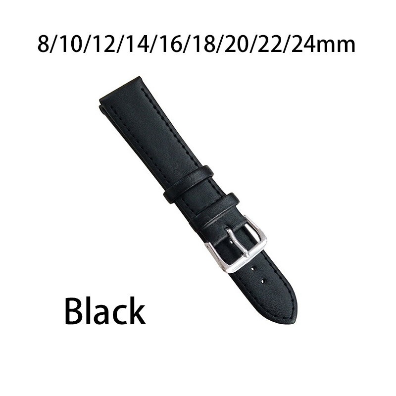 Ur læderrem ure rem 8mm 10mm 12mm 14mm 16mm 18mm 20mm 22mm 24mm kvinder mænd urremme urbælter urtilbehør: Sort gul / 24mm