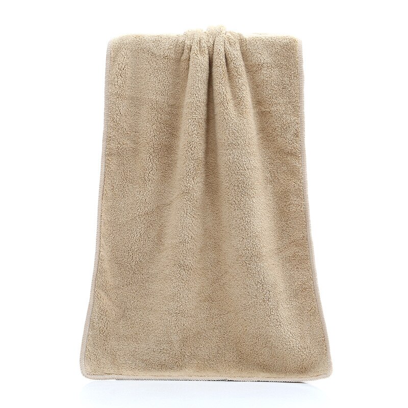 Coral Velvet Face Towel Solid Color Quick-drying Soft Absorbent Microfiber Bath Towel Comfort Household Bathroom Towel: khaki