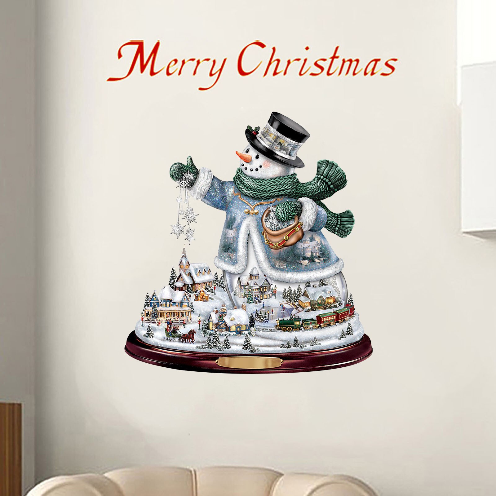 Christmas Village Wreath Decorations Paste Window Paste Stickers Party Year Window Decoration Новогодние Украшения: R