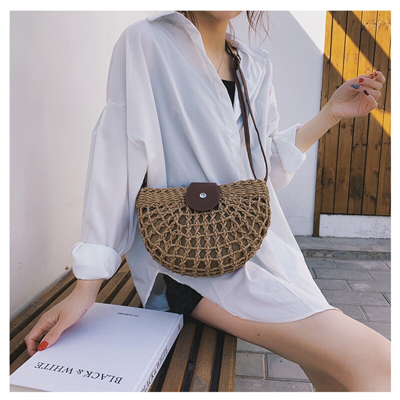 Zomerse schelp handgeweven stro tas vrijetijdstas beauty damestassen 01- sb-ssbkcb