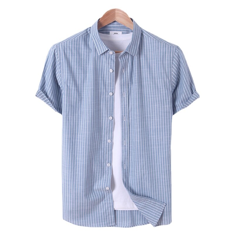Camisa de manga corta para hombre, Camisa de algodón puro a rayas, holgada, talla grande 6XL, para vacaciones, primavera y verano, novedad, S-5XL