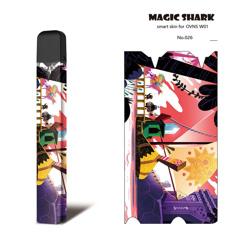 Magie Shark Rhinoceros Tribal Auf die Cartoon PVC Ultra Dünne Film Abdeckung Pod Fall Aufkleber Für OVNS W01 Kit kein Verblassen