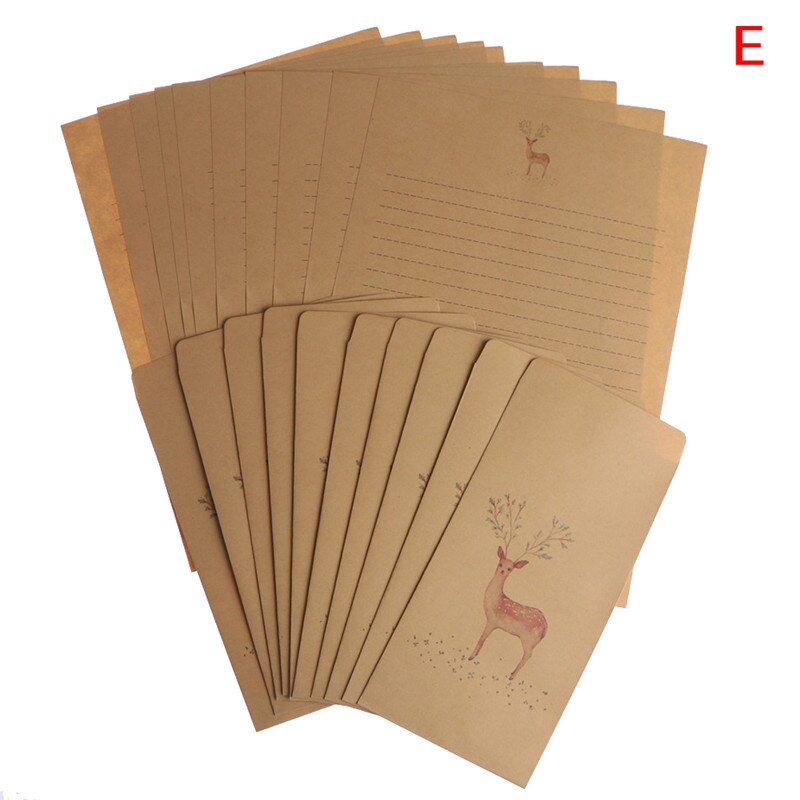20pcs Forest Elk letter paper envelope set retro kraft letter Paper Envelope Set Christmas Envelope: Black