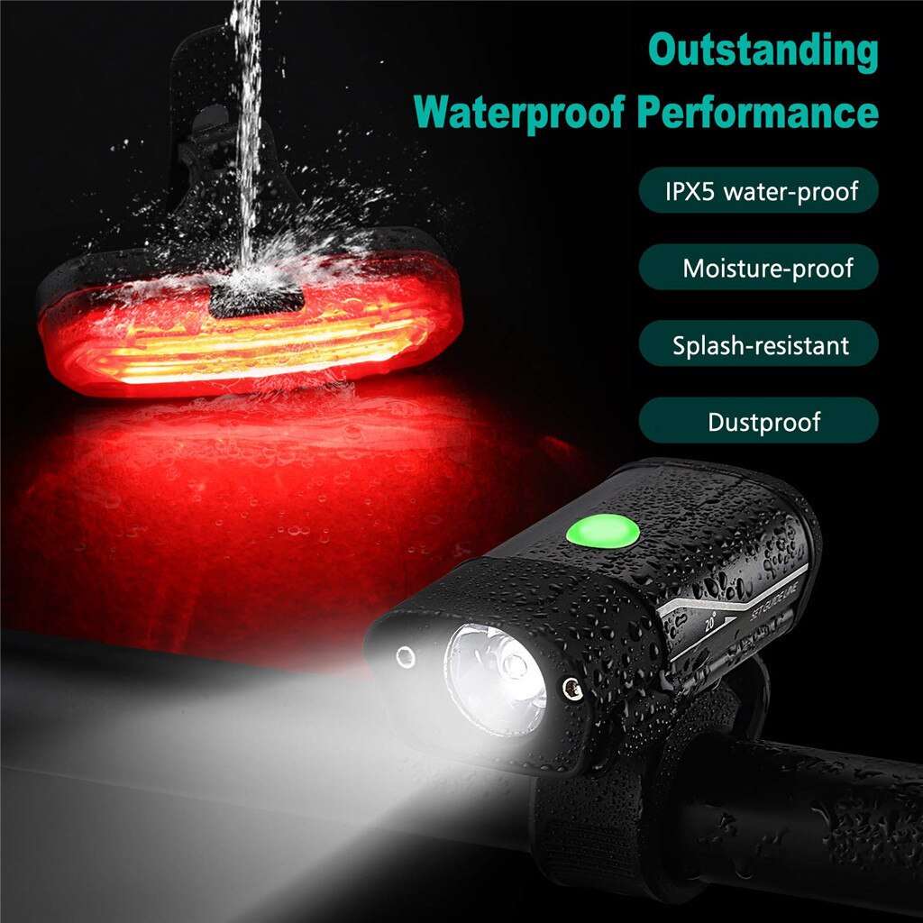 Fiets Licht Usb Oplaadbare Waterproof Fietslicht Set Fietsen Front Light + Achter Licht Weg Mountainbike Zaklamp