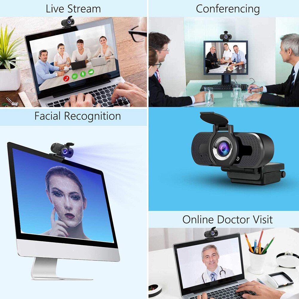 HD 1080P 5MP Webcam Built-in Microphone Auto Focus High-end Video Call Computer Peripheral Web Camera for PC Web Camera
