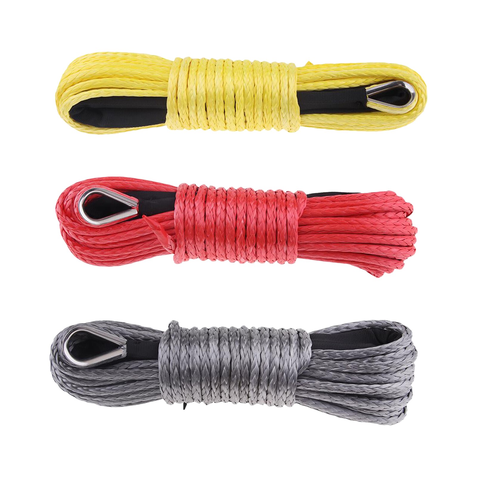 6mm x 15m 7700LBs Synthetic Fiber Winch Line Cable Rope w/ Protecing Sleeve for ATV UTV