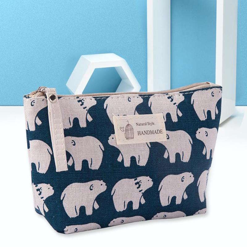 Neceser de maquillaje para mujer, kit de viaje a cuadros, bolsa para cosméticos de lienzo con cremallera impresa, bolso de teléfono, organizador, conjunto de maquillaje de belleza