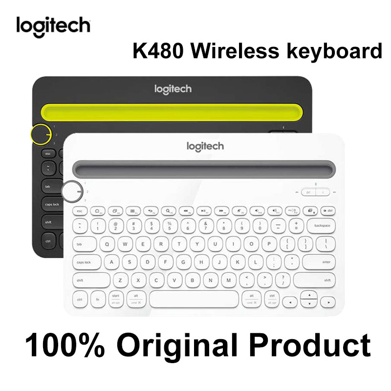Logitech K480 Bluetooth Wireless Keyboard Multi-Device Keyboard with Phone Holder Slot for Windows Mac OS iOS Android