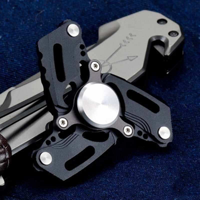 Färgglad regnbåge metall tri hand fidget spinner med höghastighetslager för autism rotation anti stress leksaker för vuxna barn: Svart