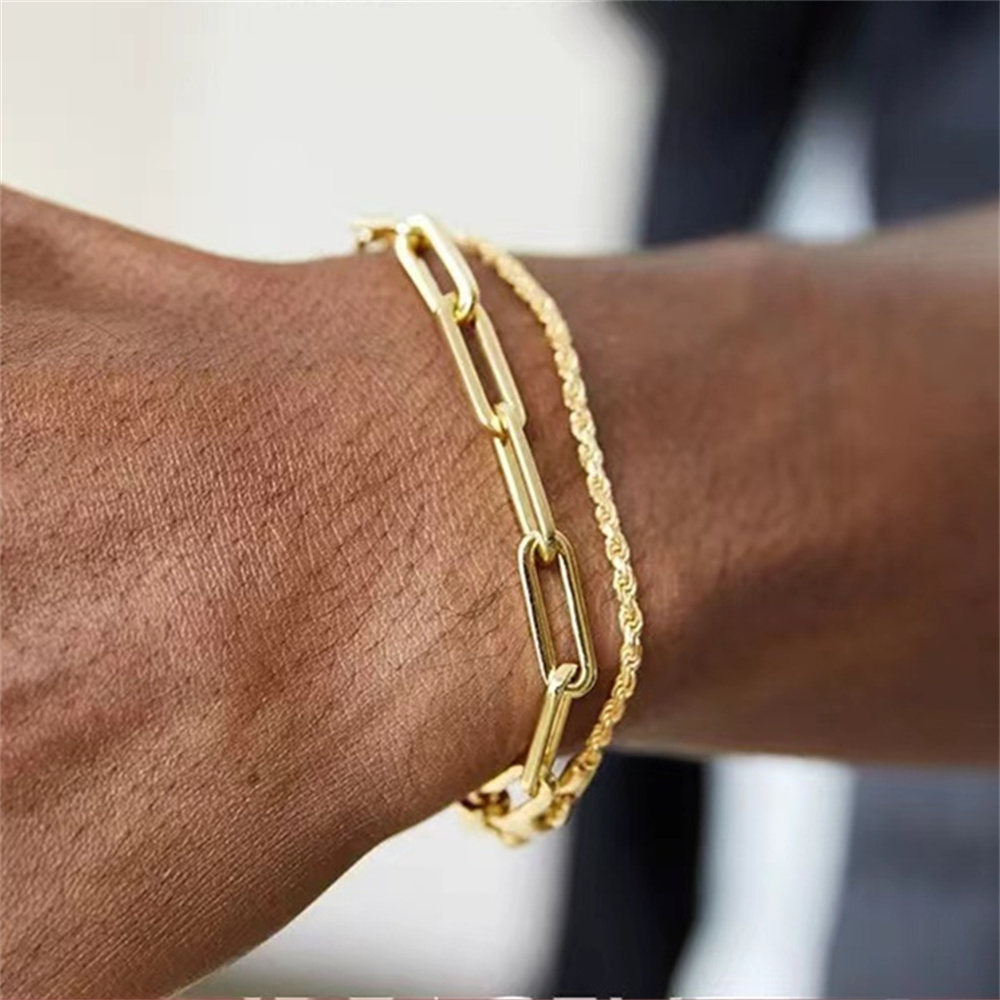 Meerlagige Titanium Stalen Ketting Armband Mannen Goud Kleur Twist Ketting Rvs Armband Party Sieraden Armband Voor Vrouwen