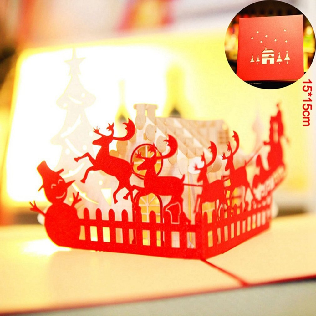 3D Christmas House Greeting Card Birthday Card Festival Blessing Card Paper Card Decor Supplies