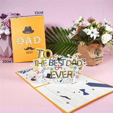 Tarjeta 3D del Día del Padre, tarjetas de felicitación de cumpleaños Pop-Up para el mejor papá, abuelo con sobre para tarjetas de para papás
