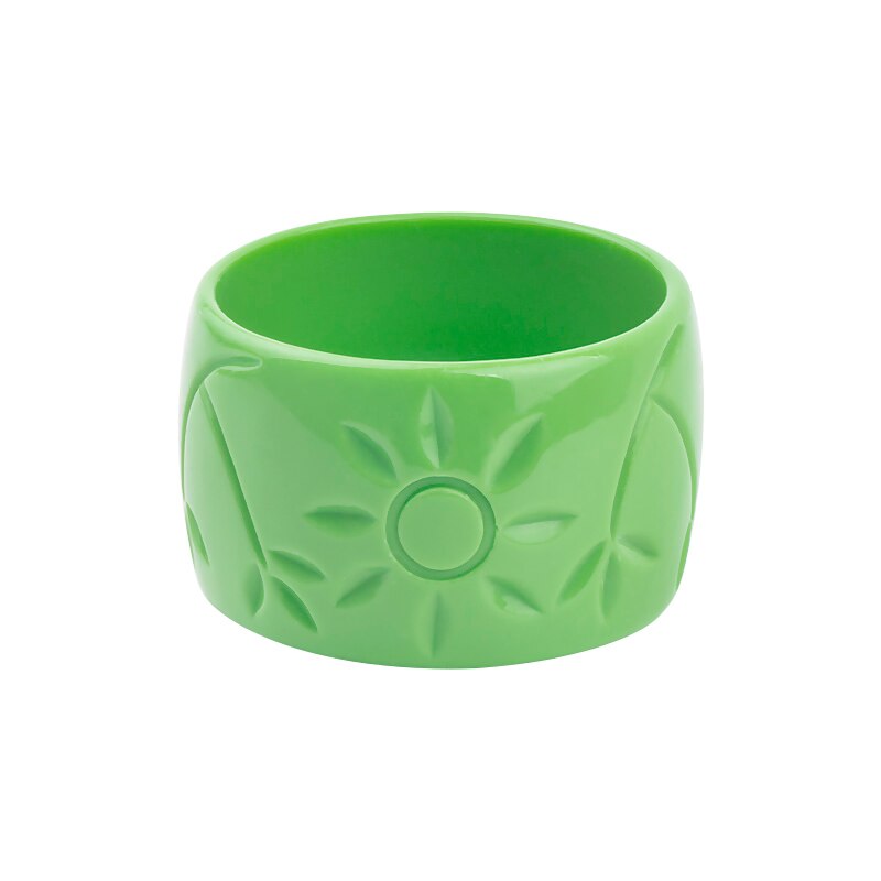 Brazalete de resina de con grabado de flores del sol para mujer, brazaletes de , Pulseras anchas acrílica para mujer, abalorio Simple, joyería para: green