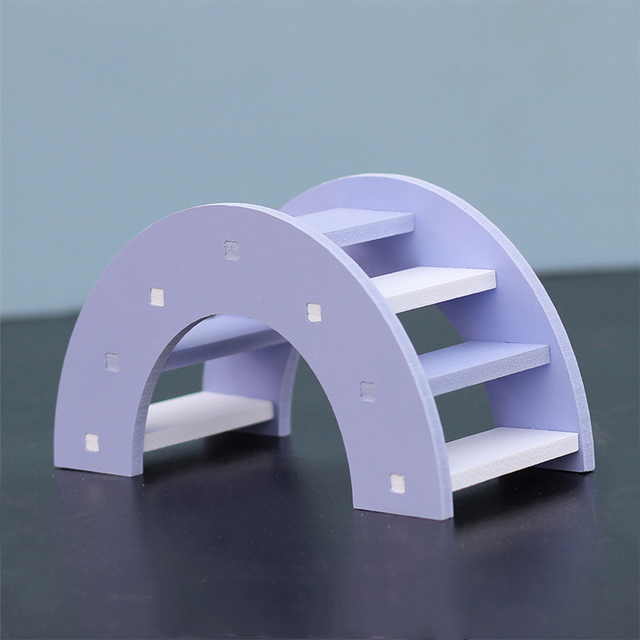 Hamster Rainbow Bridge Colorful Ladder Pet Activity Toys Climbing Playing Toy Ladder Mouse Chinchilla Mini Wooden Bridge: purple white