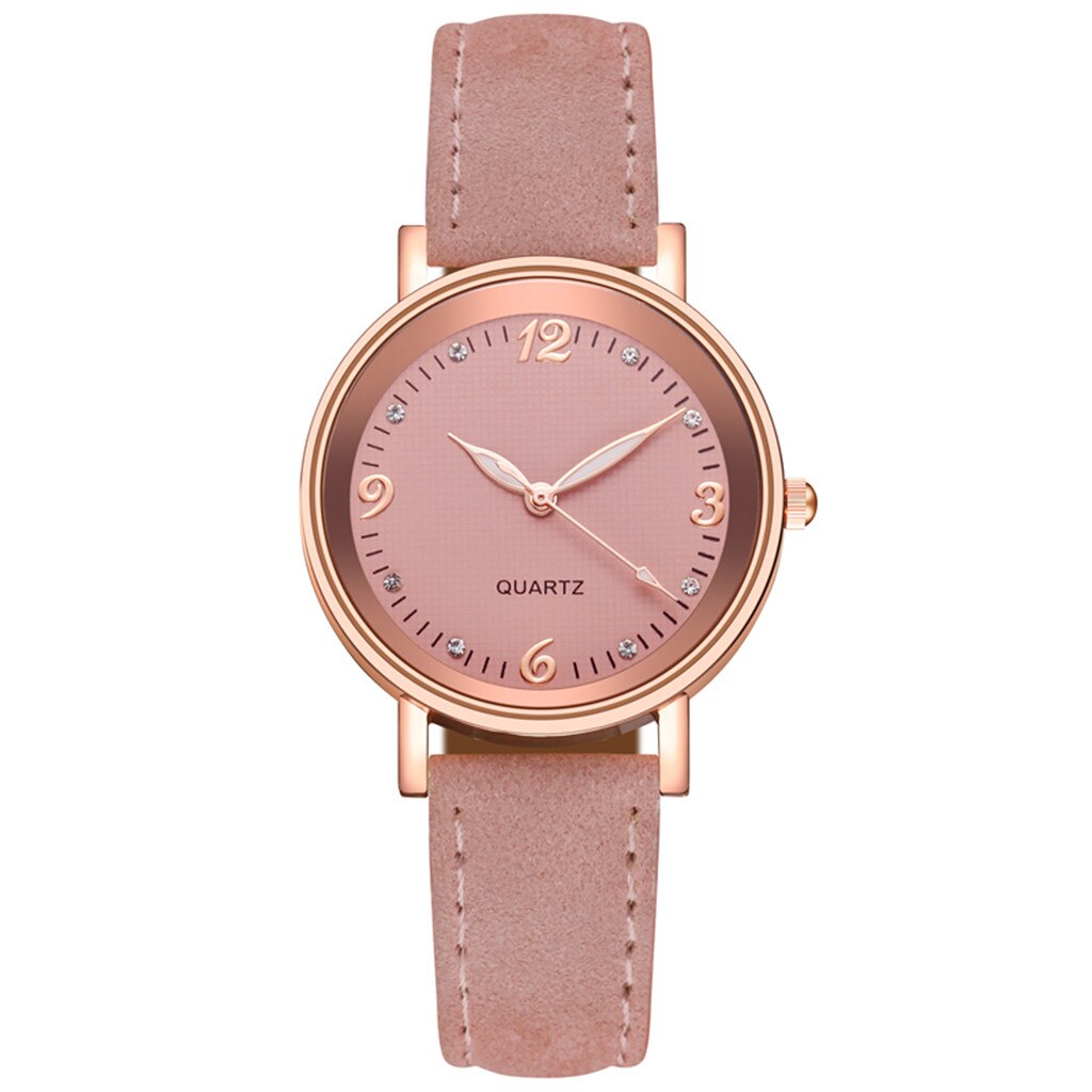 mujeres imitación de reloj relojes de lujo reloj de cuarzo Acero inoxidable Dial de pulsera correa de cuero reloj: B