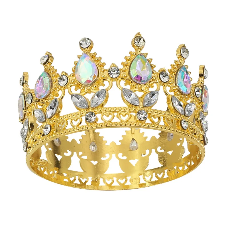 Barroco Cristal Rhinestone Tiaras e Coroas, Prom Diadem Headband, Coroa nupcial, Acessórios para o cabelo do casamento, Jóias, Tiara Presente: Dourado