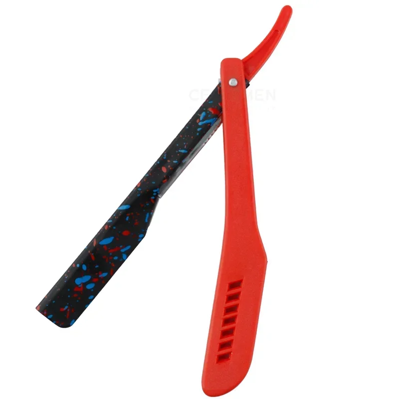 Camouflage Professionele Opvouwbare Scheren Scheermessen Voor Mannen Baard Trimmen Ontharing Gereedschap Kapper Veiligheid Scheermes Mes Houder: Rood