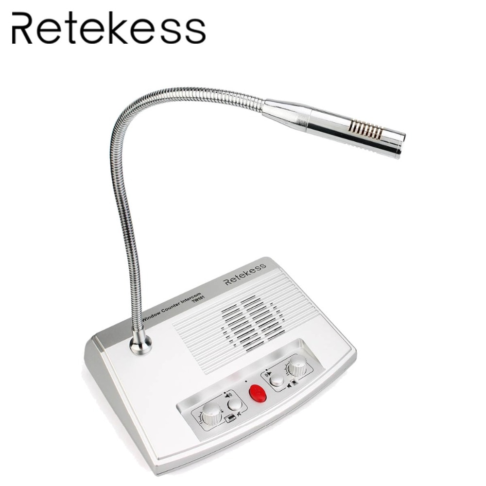 Retekess TW101 3W Venster Intercom Systeem Speaker Bank Office Station Twee Weg Intercommunication Microfoon Met Anti-diefstal Glas