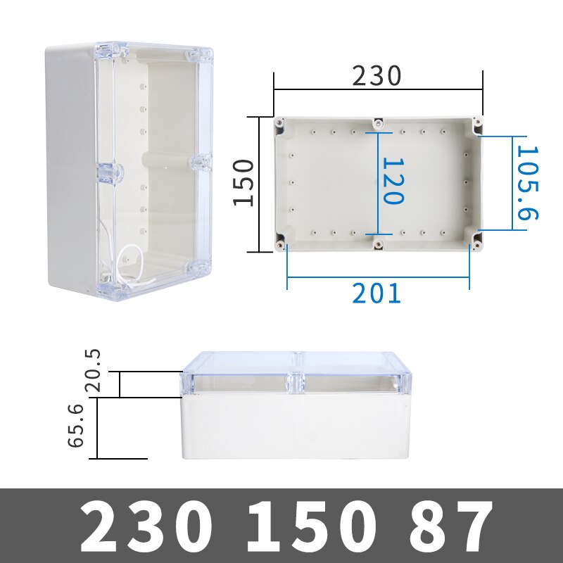 Transparent Waterproof Outdoor Enclosure Plastic Box Electronic Project Case Instrument Electrical Box Junction Box Housing: GRAY