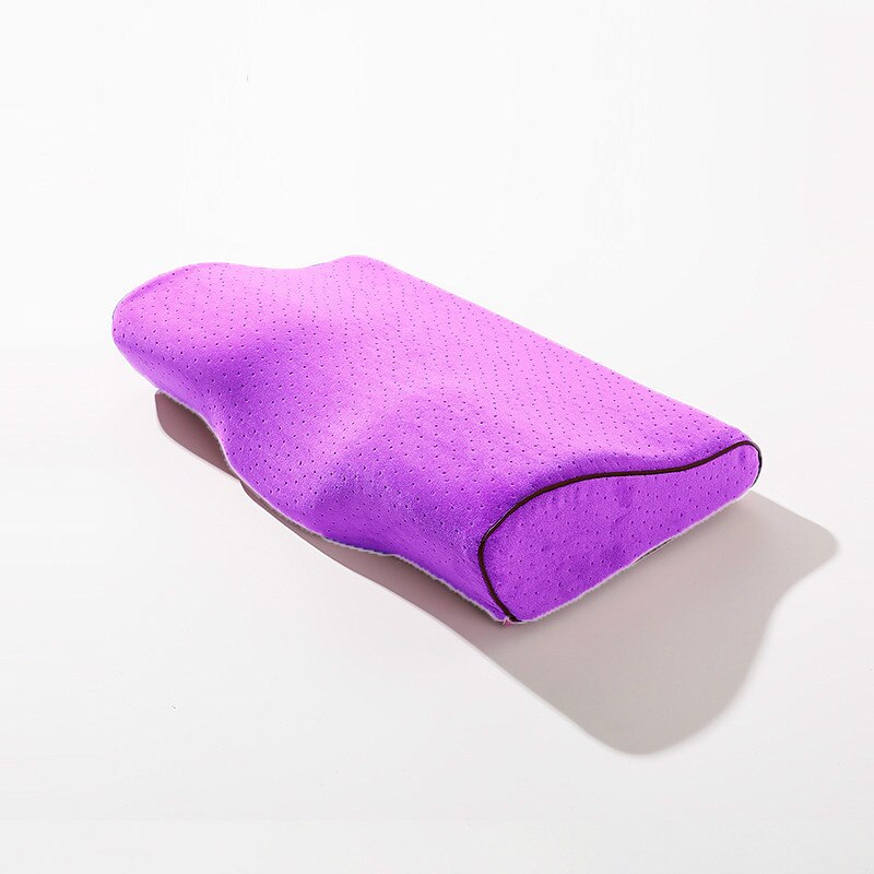 Comfortabele Memory Foam Kussen Nek Massage Ergonomische Curve Cervicale Orthopedische Hals Bed Slapen Hoofd Kussen Kussen: Paars