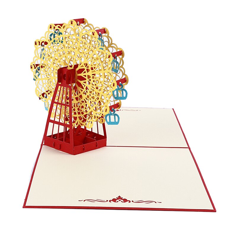 3d- kort pariserhjul papirskæring lykønskningskort pop-up-kort papercraft festival fødselsdag jul: Gul