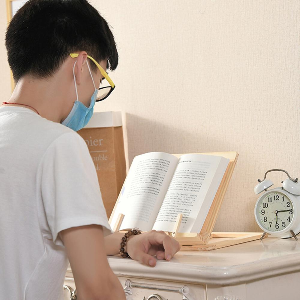 Soporte de madera para libros de cocina soporte de lectura para libros de recetas con Clips de papel de página estación plegable para tabletas y teléfonos móviles