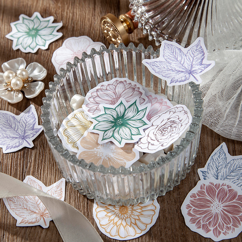 Retro Flower Sticker Book Material Paper Junk Journal Planner Craft Paper Scrapbooking Vintage Decorative DIY Craft Photo Albums