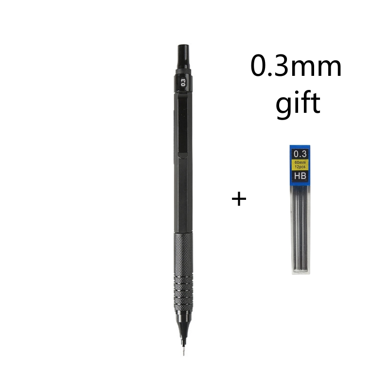 Lápiz mecánico de 0,3/0,5/0,7/2,0mm, centro de gravedad bajo, dibujo de Metal, lápiz especial, suministros de arte para escritura escolar y de oficina: Blanco