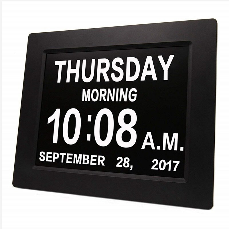 8 LED Dementia Digital Calendar Day Clock Large Time Colors Day/Week/Month/Year