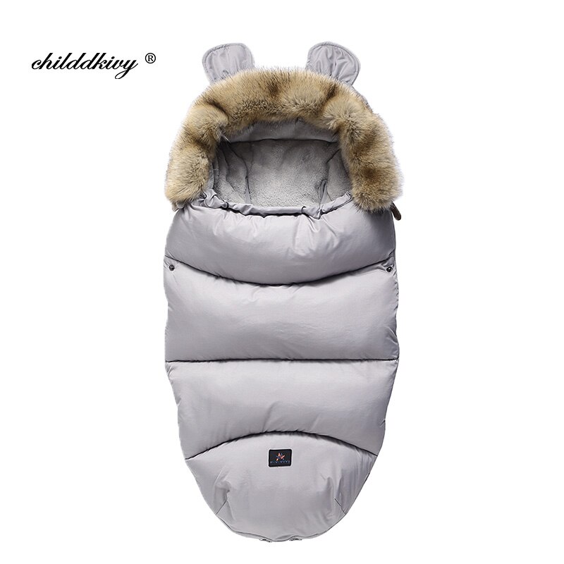 Winter Baby Kinderwagen Schlafsack Nette Ohr Schlafsack Für Kleinkind Warme Dicke Plus samt FußSack Neugeborenen Rollstuhl Umschläge: grau