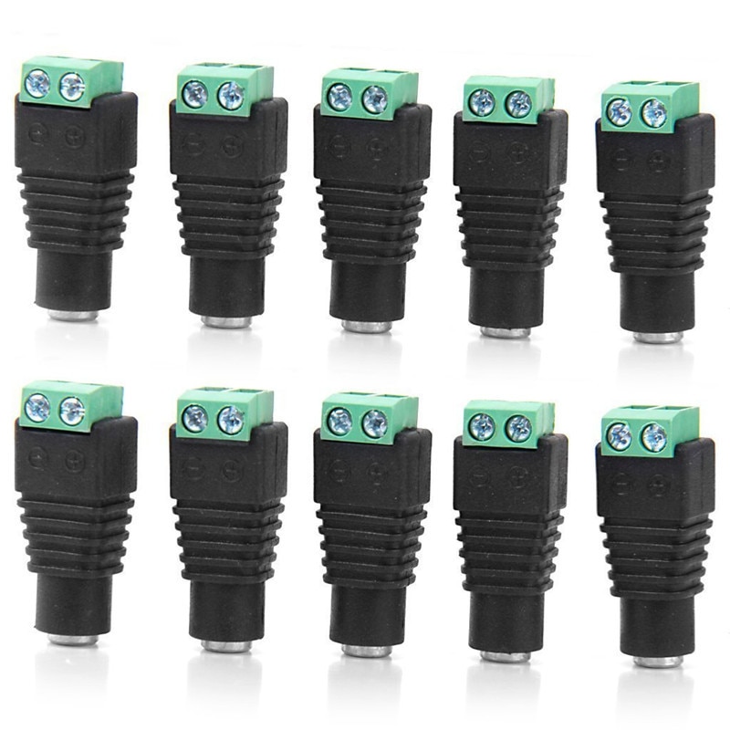 10 Pcs Dc Plug Cctv Camera 5.5 Mm X 2.1 Mm Dc Power Cable Female Plug Connector Adapter Jack 5.5*2.1 Mm Om Verbinding Led Strip