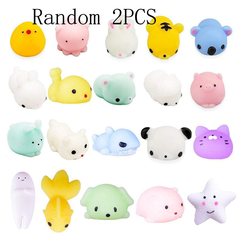 Balle anti-Stress à presser Mochi, jouet en forme d&#39;animal mignon, anti-Stress, doux et collant, amusant: Random 2PCS