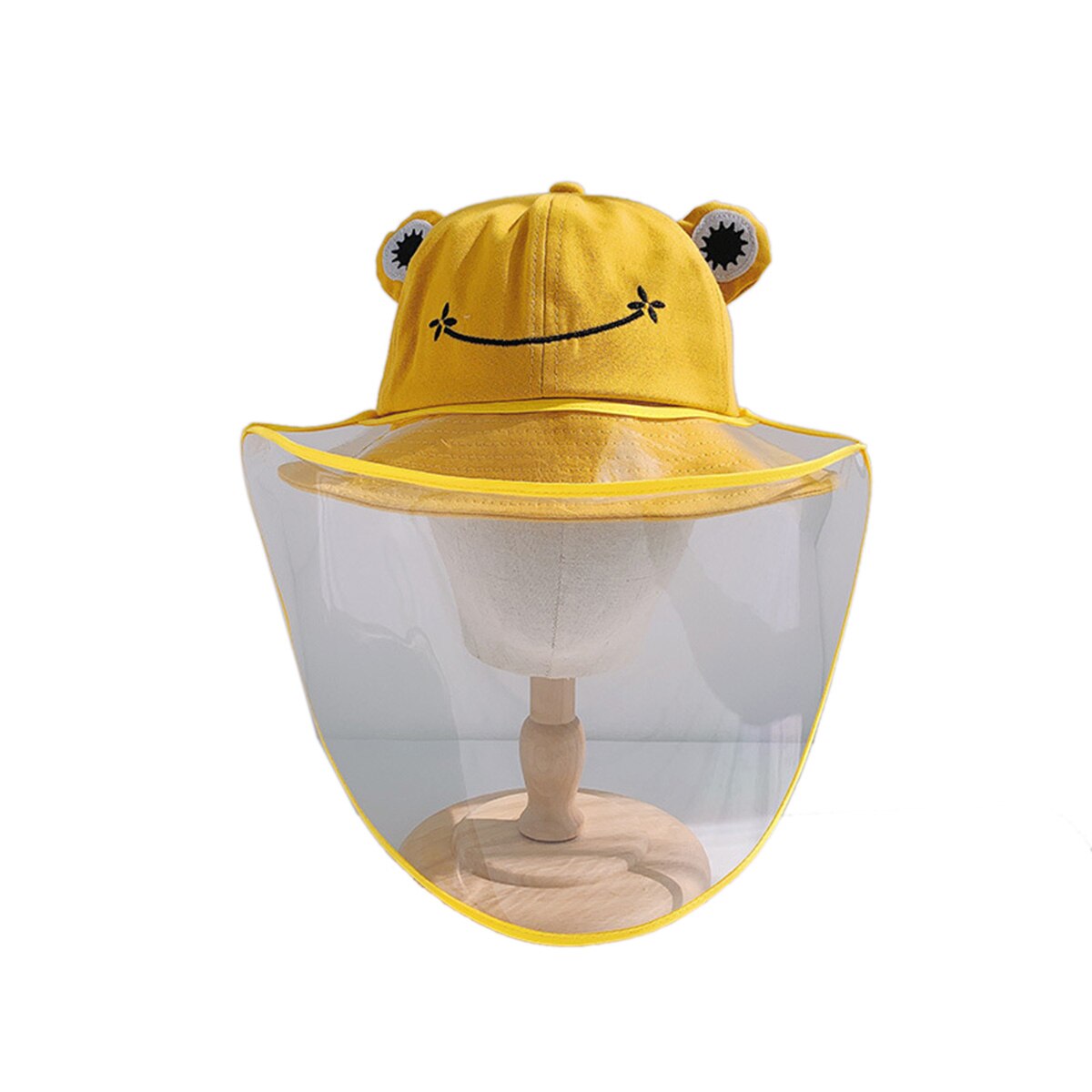 Adult Children Cute Cartoon Frog Outdoor Protective Hats Caps with Removable Anti-saliva Anti-droplet Dust-proof Full Face Cover: Yellow for Adult