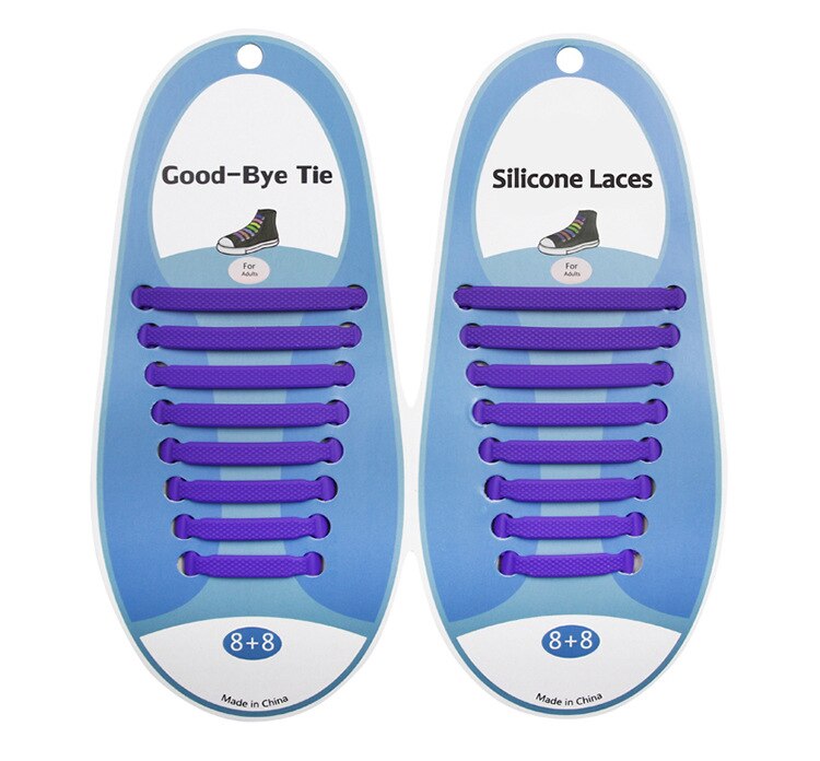 Lacets élastiques en Silicone, 16 pièces, unisexe, sans cravate, chaussures de sport, dentelle rapide: Violet