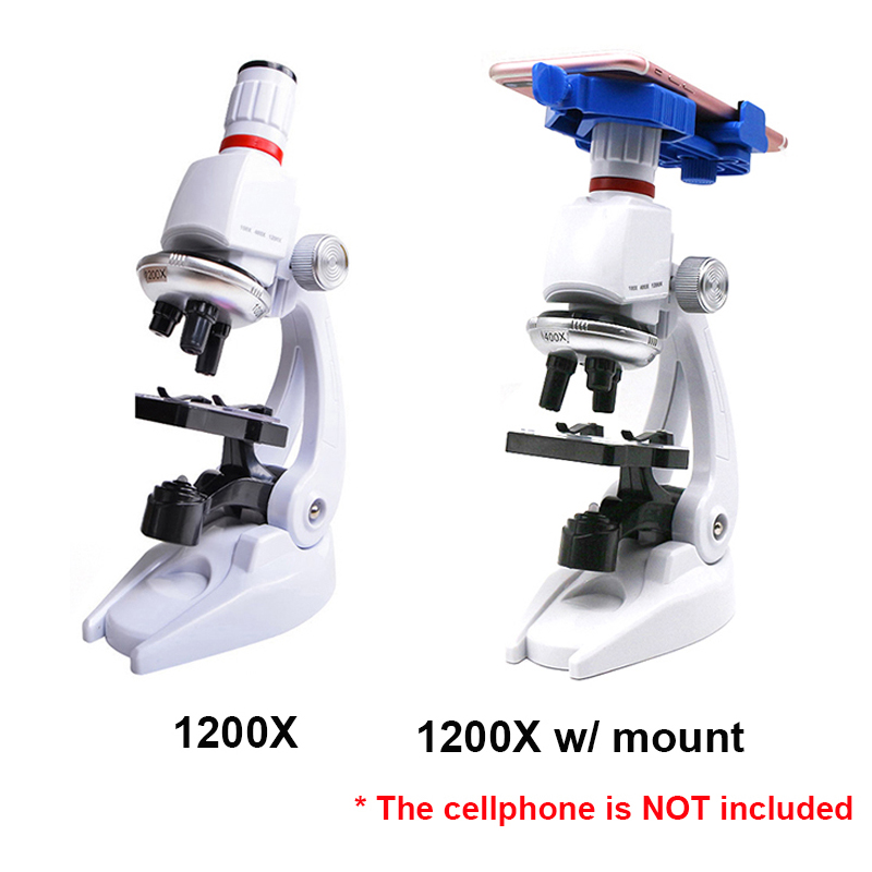 1200X Children Toy Biological Microscope Set Monocular Microscope with Mount Biological Experiment Tool f/ Primary Student