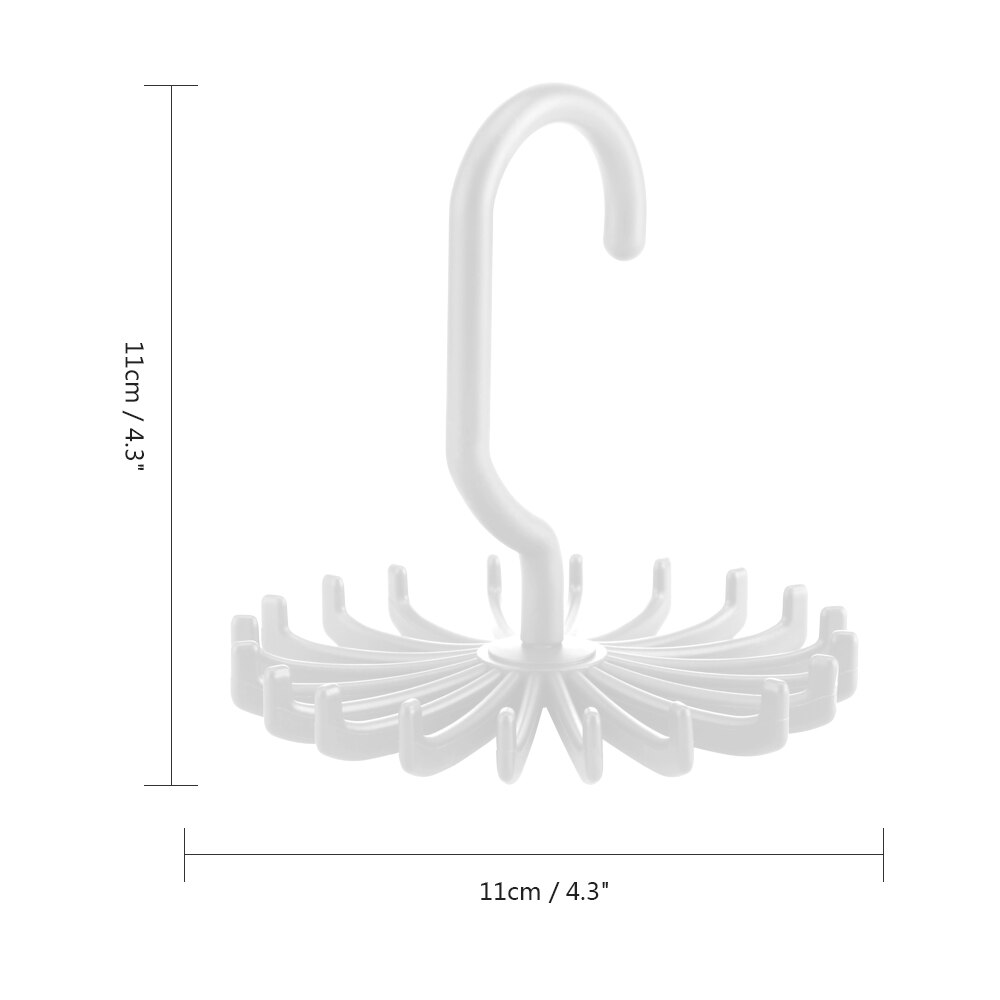 Mini Plastic Tie Rack 2 Ties/Belts/Scarves Holds Hanger Rotating Hook White Tie Holder Storage Racks Laundry Organizer: White