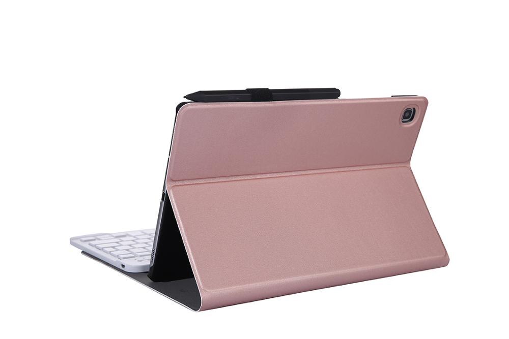 Etui na klawiaturę Bluetooth do Samsung Galaxy Tab S6 lite 10.4 &quot;P610 P615 cala klawiatura Funda Cover lekki, wąski stojak: Rosh Gold with white