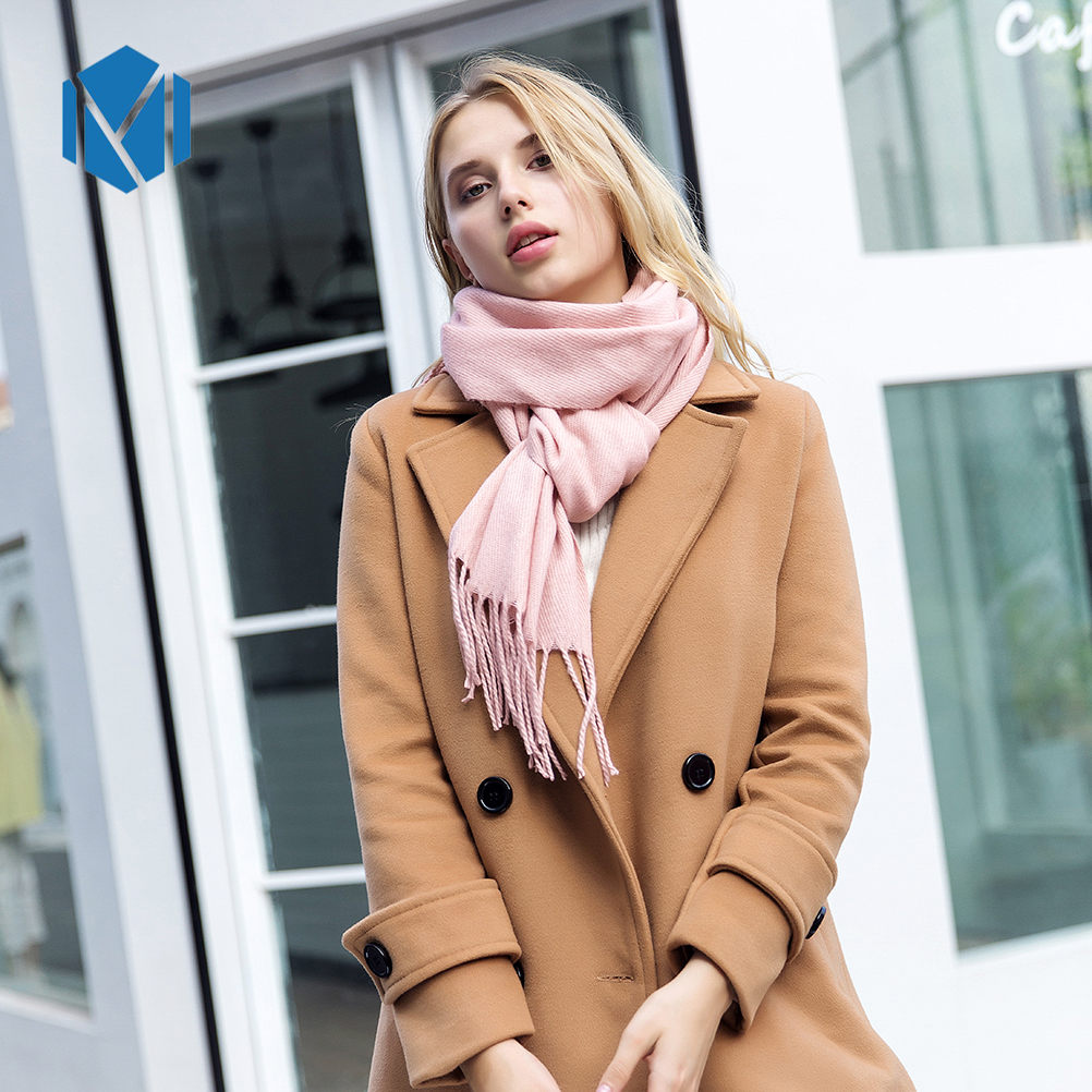 Bandana vinter kashmir tørklæde til kvinder tyk pashmina kvinde stjal plaid kvaster sjal tørklæder sjaal foulard femme: Størrelse l-pink