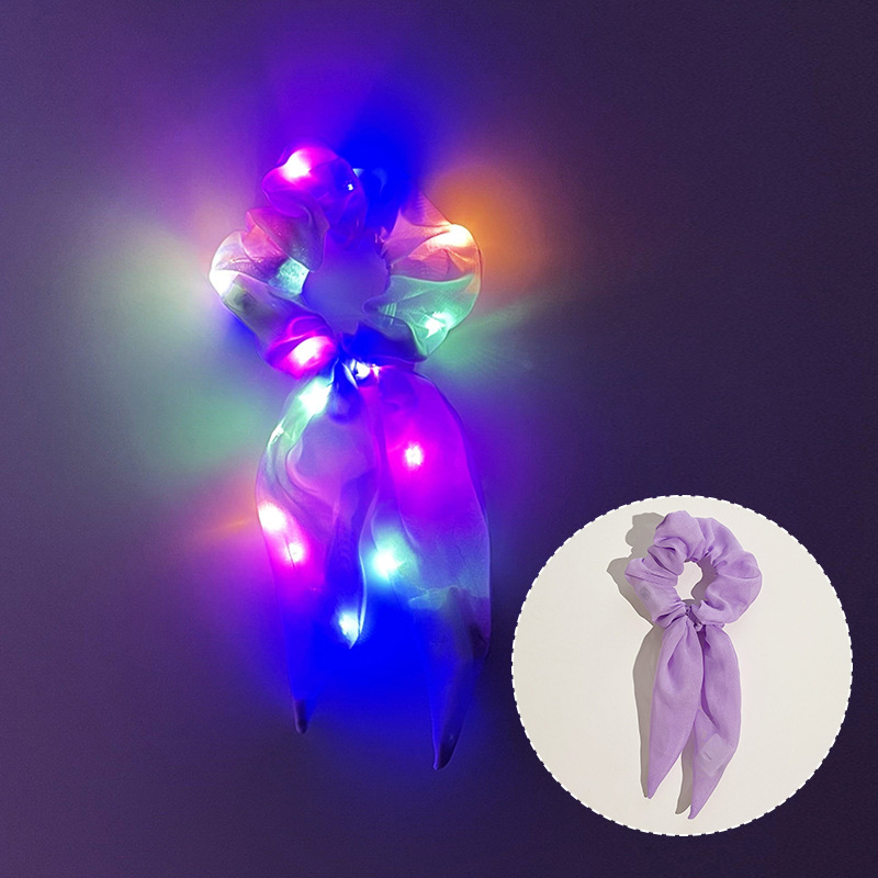Popular parpadeante iluminado chica lazo para el cabello LED luminoso chica Scrunchies mujeres brillante Scrunchy cuerda para el cabello accesorios para el cabello