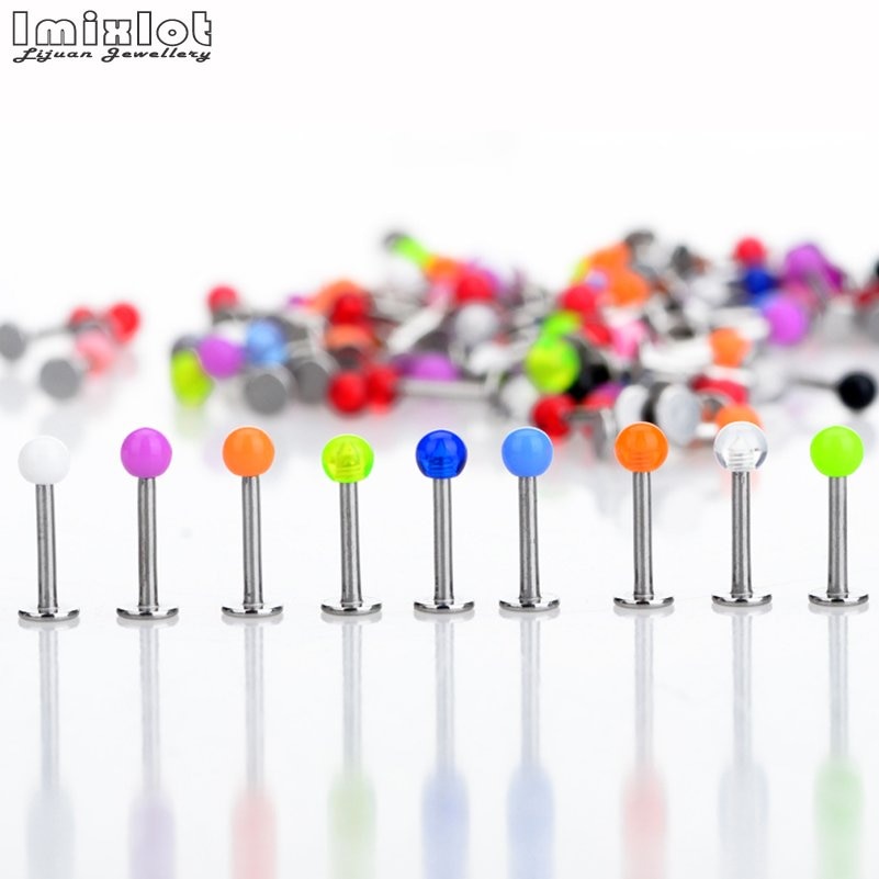 45Pcs Mixed Acryl Spike/Bal Navel Wenkbrauw Lip Tong Ring Neusringen Studs Buik Piercing Barbell Lichaam Sieraden