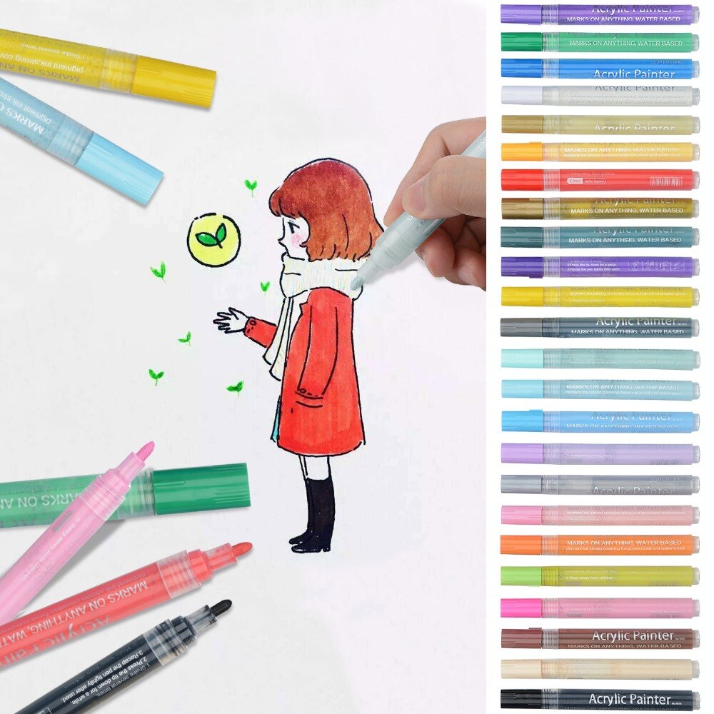1/12/24 stücke Acryl Permanent Farbe Marker stift wasser bleistift Set für DIY Keramik Rock Glas Schreibwaren Büro kunst liefert lapices