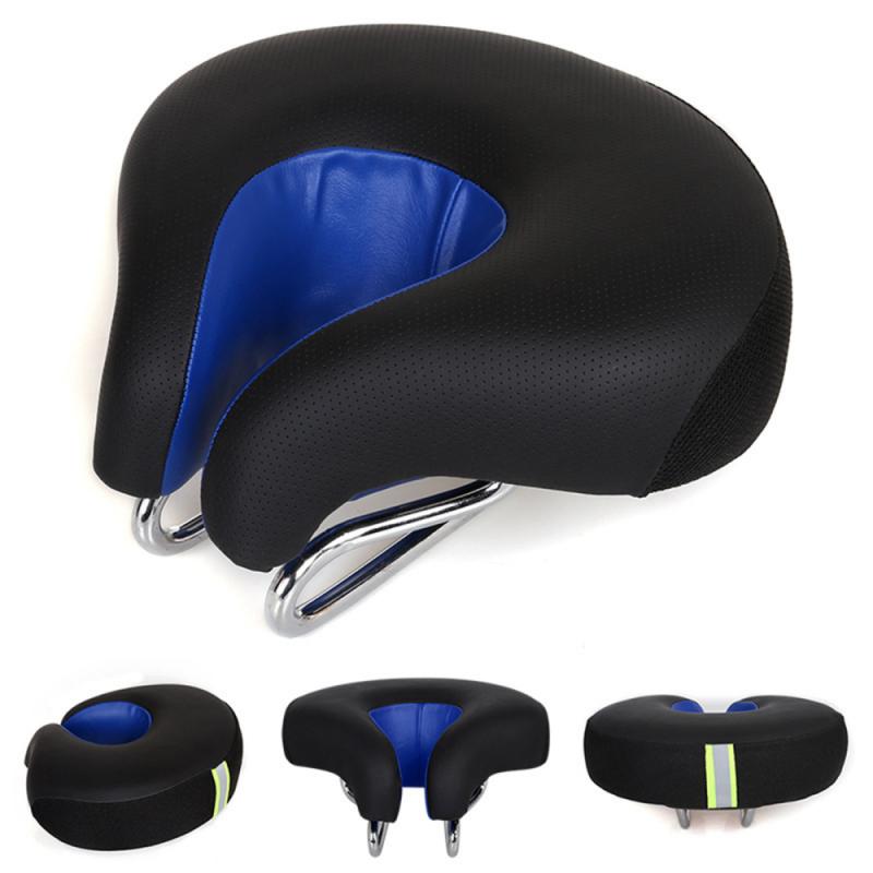 Sillín de bicicleta sin ruido, asiento de 5cm de espesor, súper suave y grueso, absorción de impacto, cómodo, con tiras reflectantes