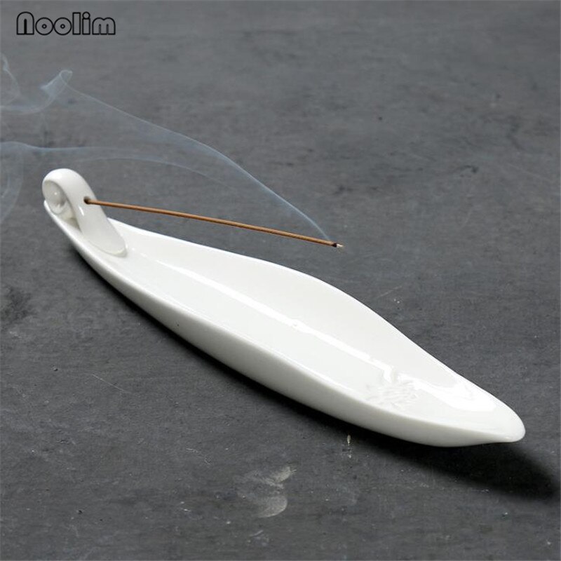 White Porcelain Boat Incense Stick Burner Home Teahouse Office Decor Aromatherapy Ceramic Incense Stick Holder Censer