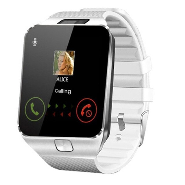 Touch screen smart ur  dz09 med kamera bluetooth armbåndsur sim-kort smartwatch til ios android telefoner support: Hvid