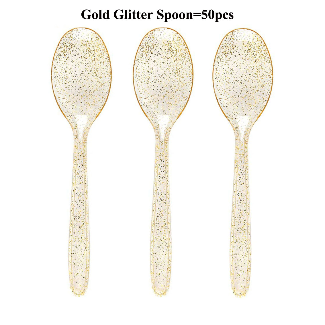 75-teiliges goldenes Kunststoffbesteck – Party-Besteck-einstellen – schweres Kunststoffbesteck – inklusive 25 Gabeln, 25 Löffel und 25 Messer: Licht Gelb