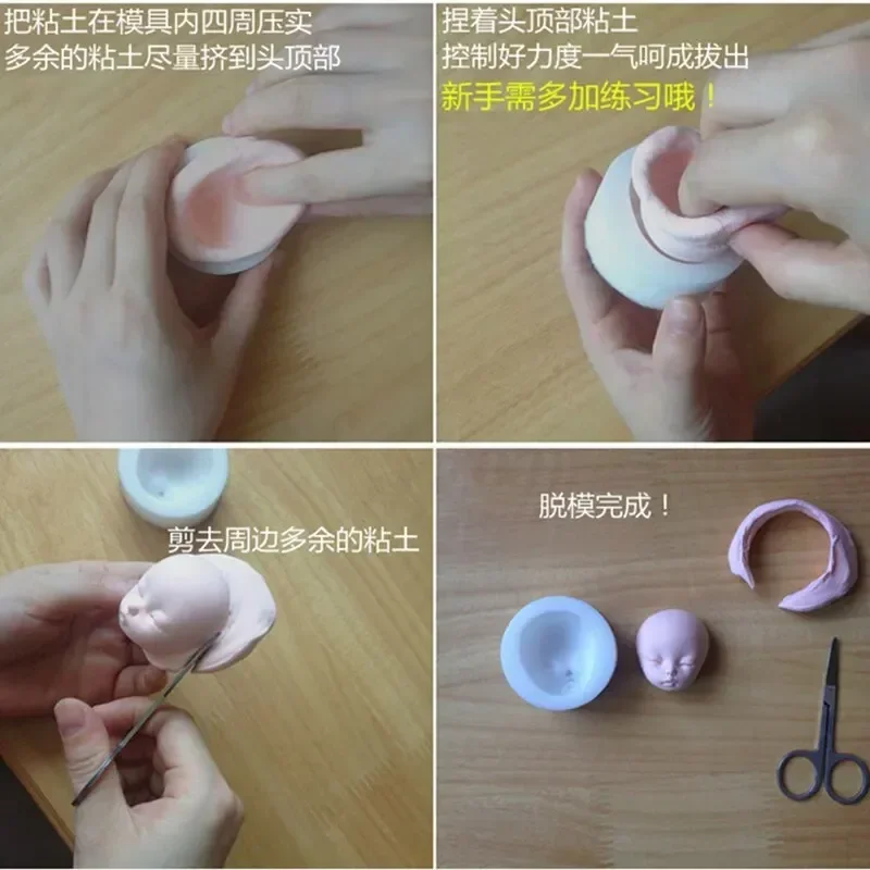 1 Uds. Herramientas de molde de silicona de arcilla suave forma de pan al vapor 3D cara de bebé molde Universal para pastel de Fondant 3 tipos tamaño grande medio pequeño