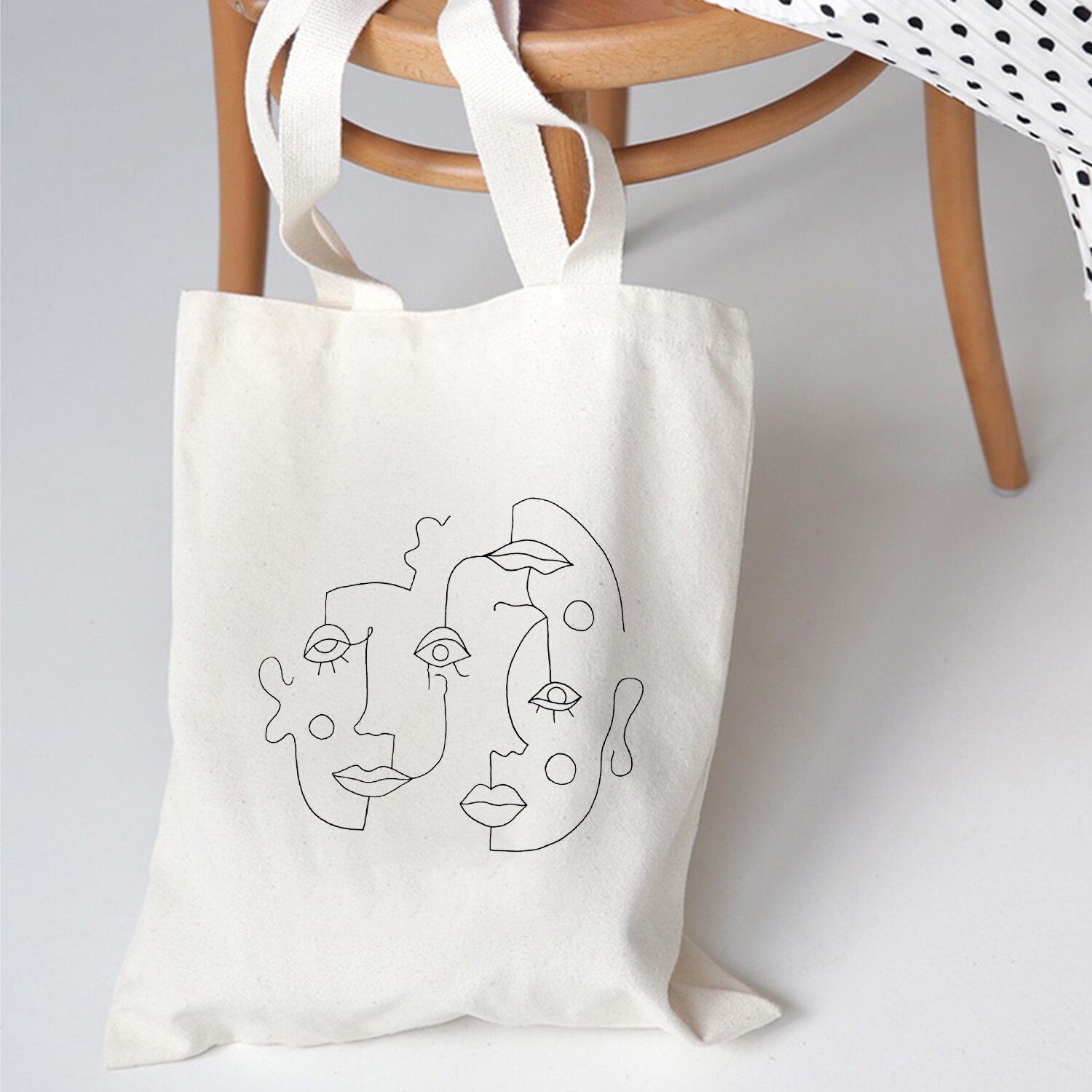 Women Canvas Bags Aesthetic Art Printing Tote Shopping Bags Casual Cloth Shoulder Bag for Girls Korean Ladies Shopper Bags